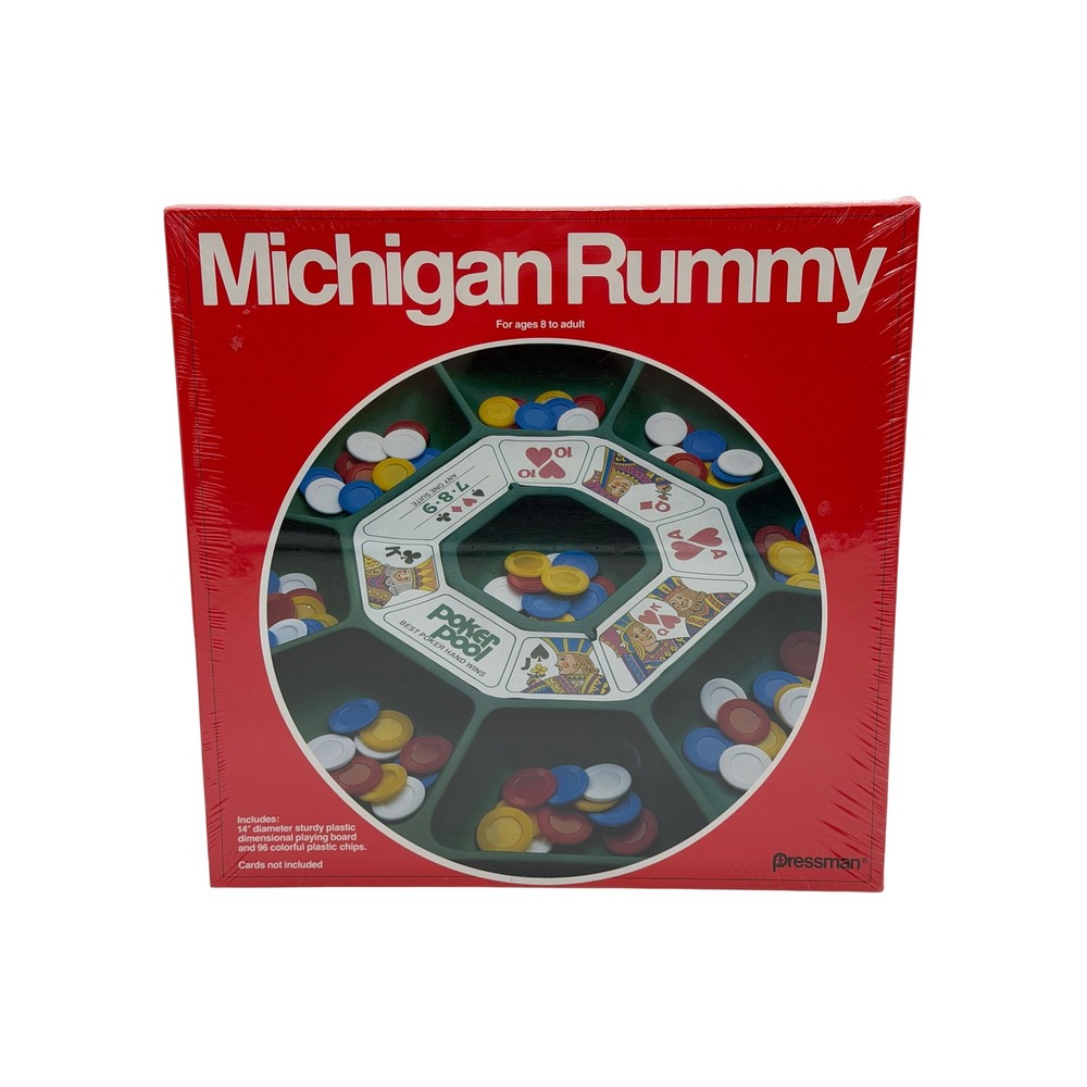 Pressman Michigan Rummy Board Game w/ Plastic Trays and Chips Sealed